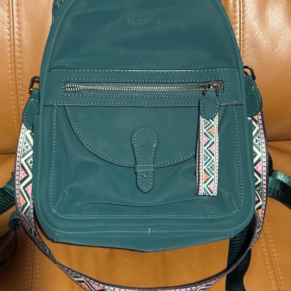 Teal Women’s Backpack with Patterned Strap main image 6